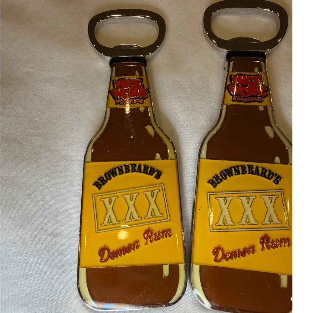 Set of 2 Brownbeards Demon Rum Magnetic Bottle Openers Nice Work Enamel Metal